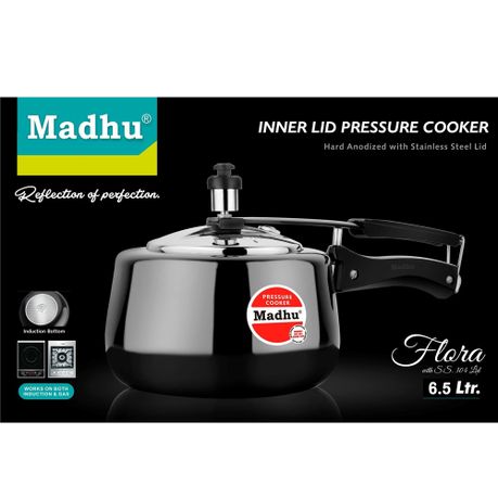 Madhu Pressure Cooker Flora Black 6.5Ltr Daily Sale Shop