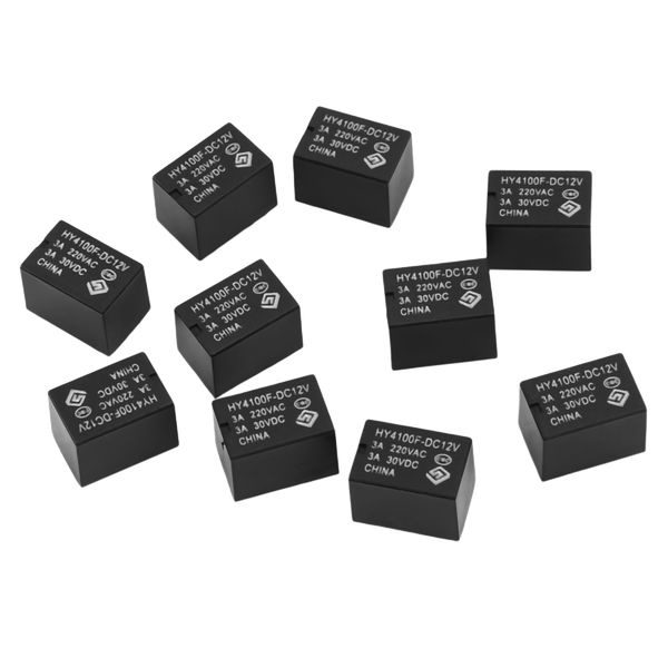 10 Pcs Electronic Relays Dc 12V Black Compatible with Mini