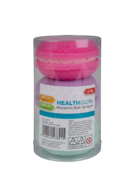 HealthGlow 3-Piece Macaroon Bath Sponge Set