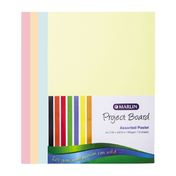 Marlin: Project Boards A4 10's - Pastel Assorted