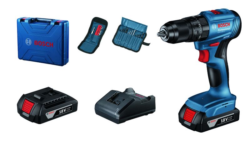 Bosch - Cordless 18V Impact Drill - GSB 185-LI + 23 Accessories