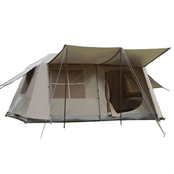 6-8 Person Camping Tent with Sunshade Extension and Reinforced Frame