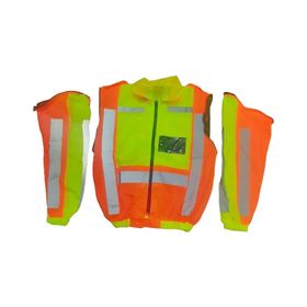 PIONEER SAFETY Jacket Metro Reflective Detachable Sleeve Orange/Lime ...