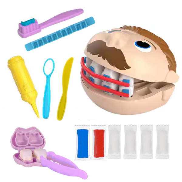 Kids Drill and Fill Play Dough Dentist Set - DIY Funny Teeth Clay