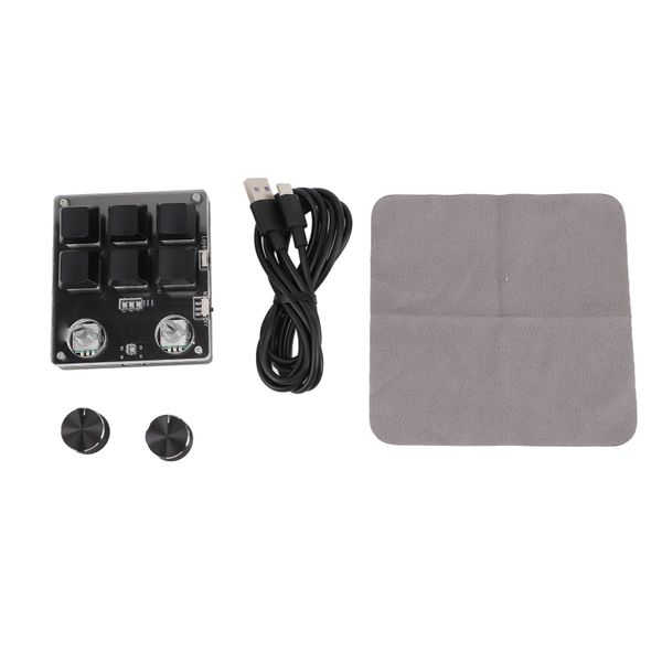 6 Key Macro Pad 2 Knobs, Red Switch, USB Programmable