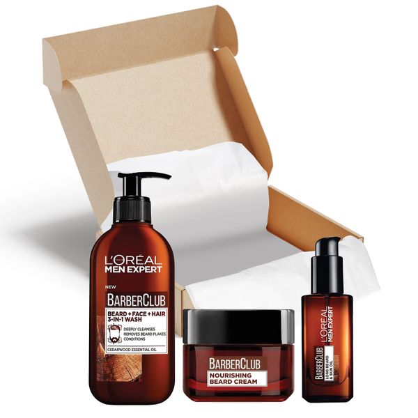 LOreal Men Expert Barber Club Beard Wash, Beard Cream and Oil - 3 Piece Set