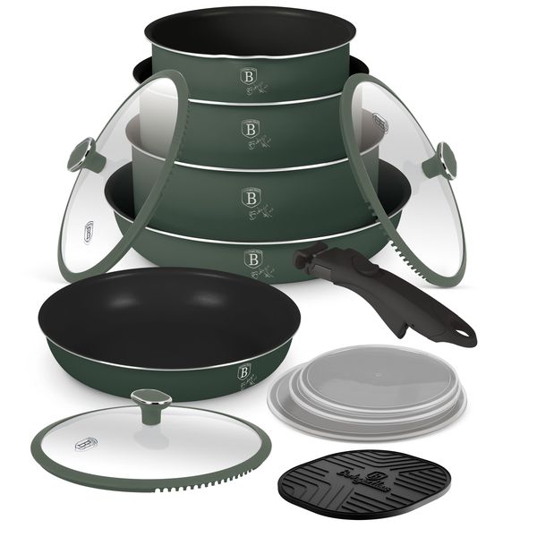 Berlinger Haus - 13-Piece Cookware Set, Matte Green Collection