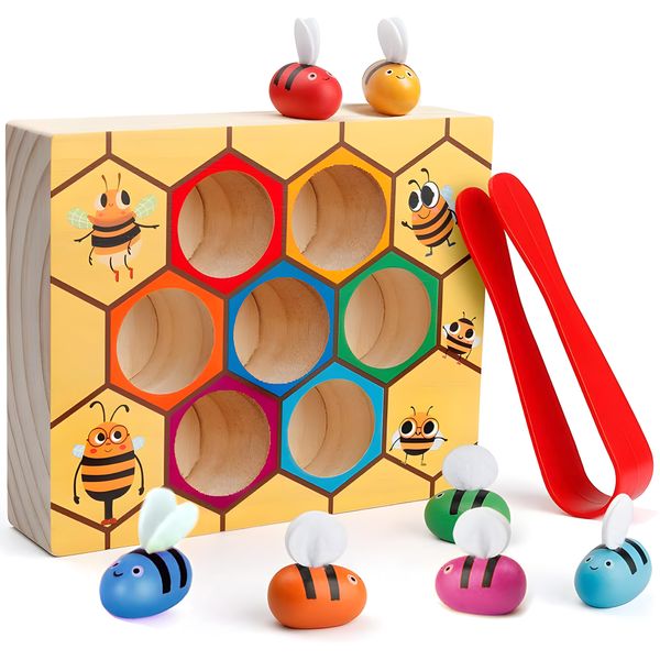 Toddler Color Sorting Matching Toy Clamp Bee to Hive Matching Game for Kids