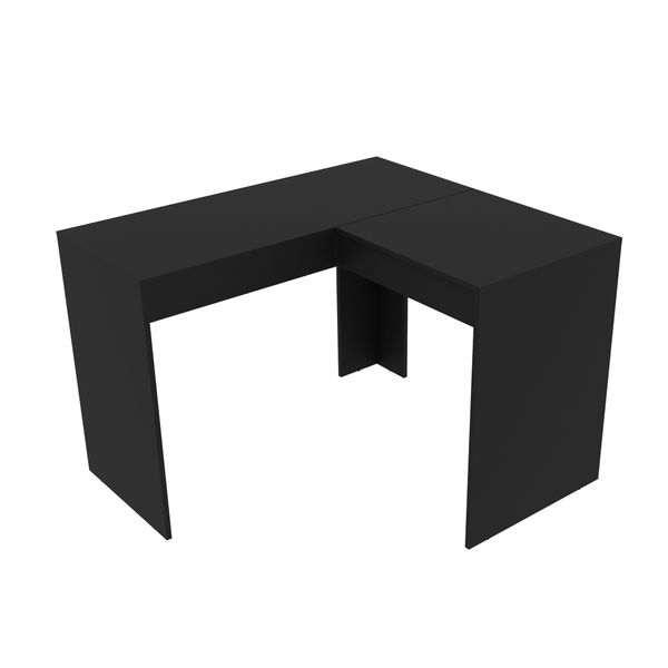 Ava L-shaped Top-Opening Desk/Glam Station-Black