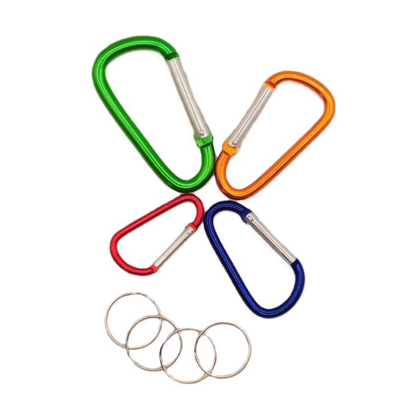 4-Piece Anodised Aluminium Carabiner Set - Multi-Size Snap Hooks