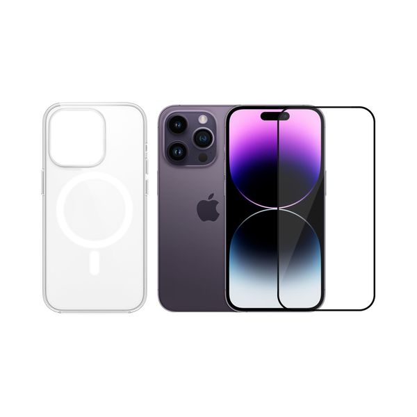 Magnetic Clear Case + Full Cover Screen Protector for iPhone 14