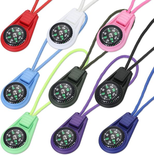 9pcs Multi-Color Mini Survival Compass Outdoor Camping Hiking Compass