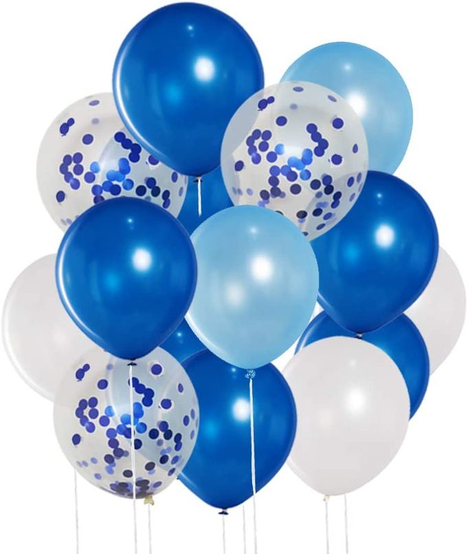 40 Piece - Metallic Blue And Confetti Helium Balloons (Round) | Shop ...