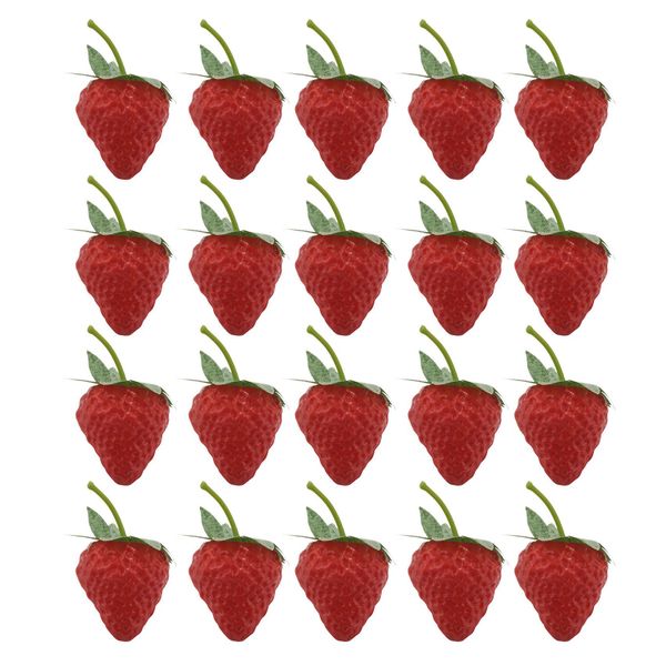20 Pieces Artificial Strawberry Fake Fruit Strawberries, Small