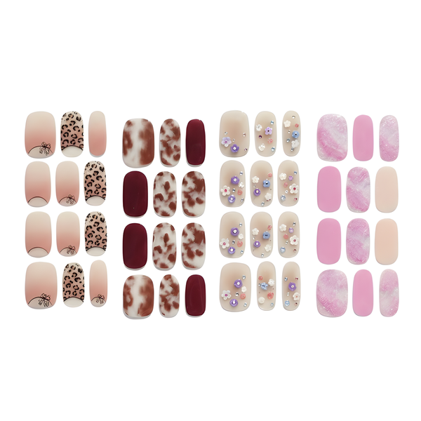 4-Pack Gel Nail Stickers In Mixed Designs - DIY Manicure Set