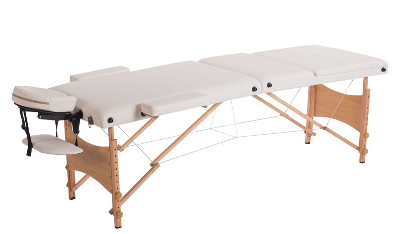 3 Section Wooden Premuim Massage Table Bed - White