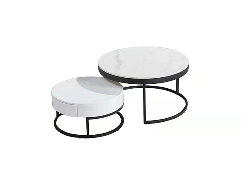 Coffee Table 2-In-1 Nesting Luxury Modern Coffee With Drawer W &amp; B-XT-2