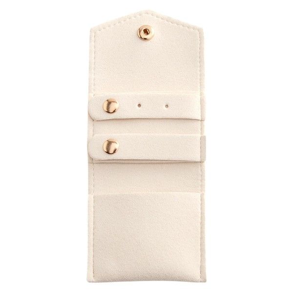 Travel-Ready Foldable Jewelry Organizing Pouch With Secure Closure - Beige
