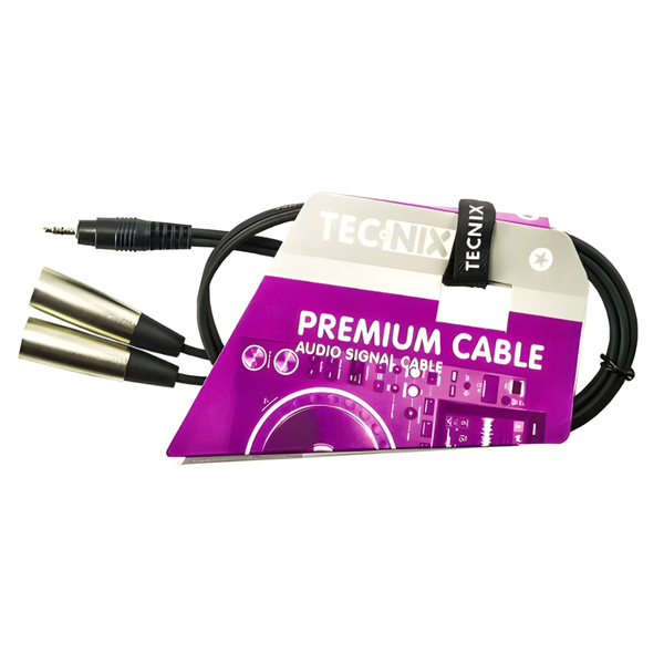 Tecnix TY-SMJ-XLRM-1.5M Stereo Mini Jack Male - Dual XLR Male Cable
