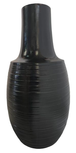 VASE DENALI GROOVED BASE BLACK GLOSS- Décor Essentials