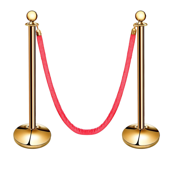 High Level 2 Stainless Steel Crowd Control Stanchion and Velvet Ropes