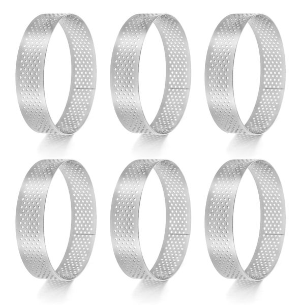 Circular Stainless Steel Porous Tart Ring Bottom Tower Pie Cake Mould