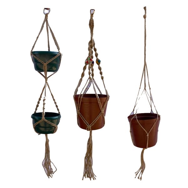 Garden Macrame Plant Hanger Baskets 3 Set Hot