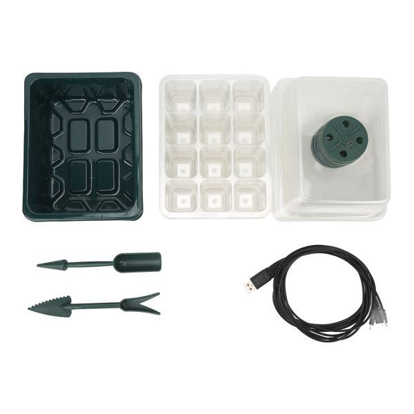 5 Pieces Seed Starter Tray With Transparent Lid And LED Light Green