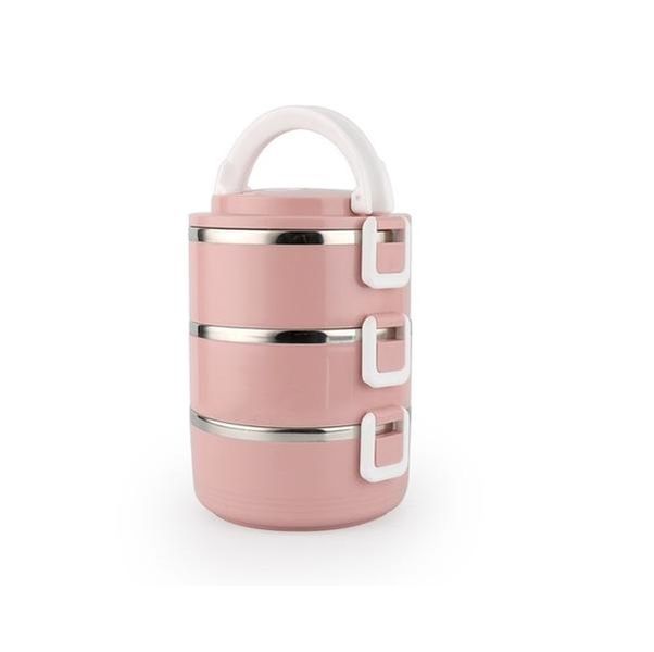 3 Layers Insulated Stainless Steel Lunch Box with Lock Clip - Light Green