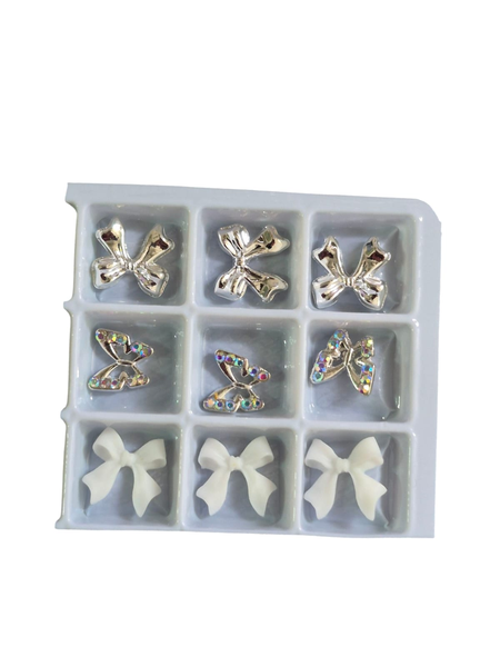 Sparkling Nail Charm Sets Elegant Bows &amp; Butterflies