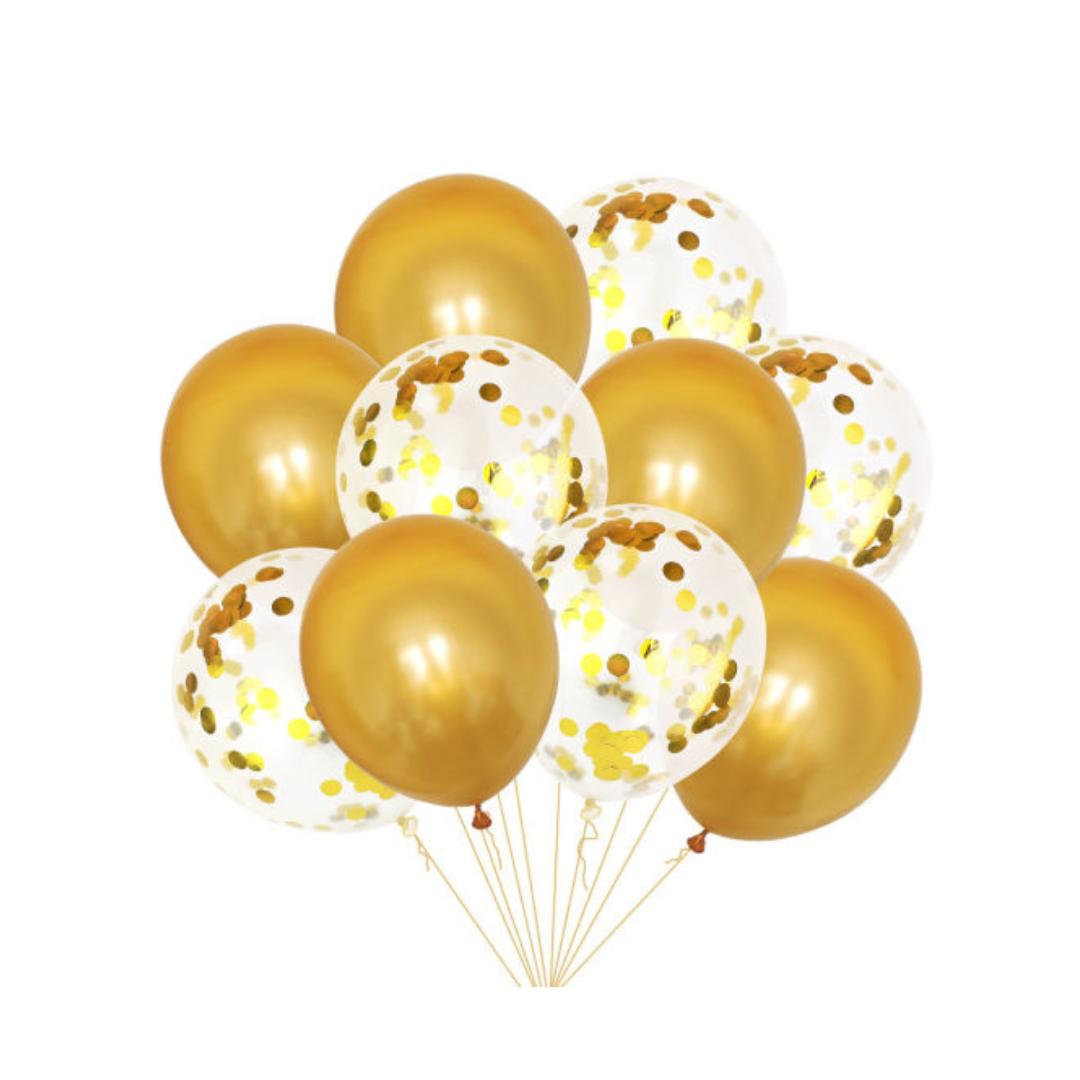10pc Latex Helium Party Celebration Decoration Balloons With Confetti