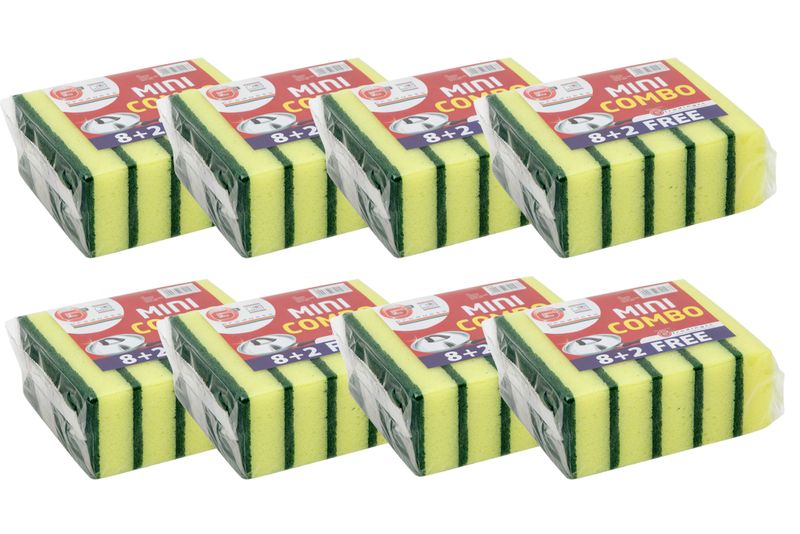 Mini Combo Scrub Sponge Bundle - 8 Packs (8 x 10's)