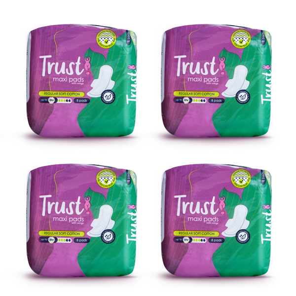 Trust Maxi Regular Soft Cotton Sanitary Pads (4 packets x 8 pads)