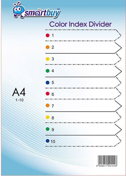 Smartbuy PVC Index Dividers 1-10 numbered (10TAB)