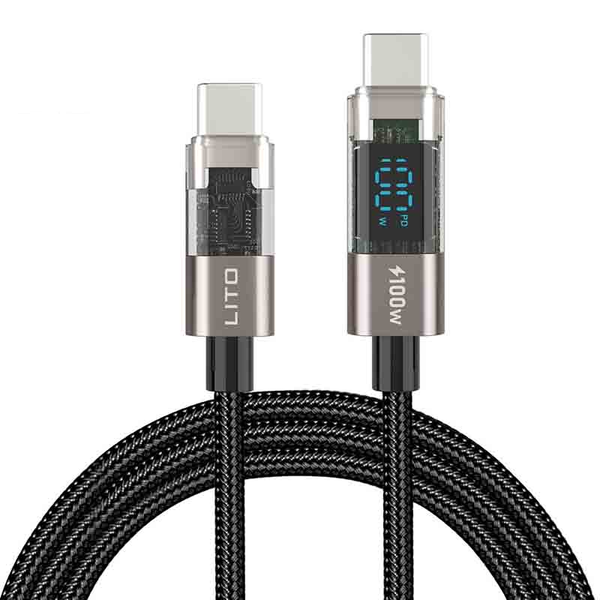 100W USB C to USB C Cable 5A Super Fast Charging with LED Display - 1.2m