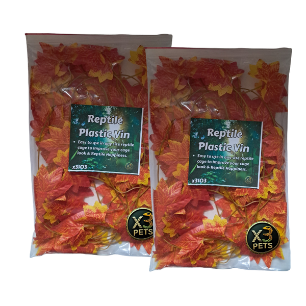 Artificial Reptile Leaf Décor - Plastic Vine Leaves (Orange ) Double Pack