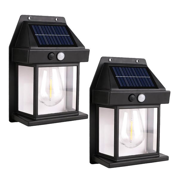 2 Pcs Solar Wall Lights Sensor Lamp Lighting Outdoor Lighting Fixtures