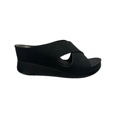 Hush Puppies Ladies Soft Laila Mono Diamante Black Wedges Daily Sale Shop