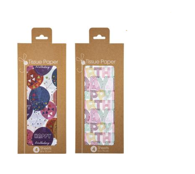 Birthday Tissue Paper 4 Sheets (75x50cm) x 2