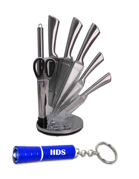 Kitchen Knife Set with Holder - Stainless Steel with HDS Torch - 7 Piece