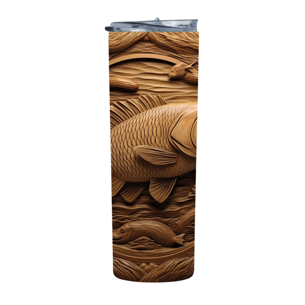 Underwater Wood Fish Carving 2 20 Oz Straight Skinny Tumbler 242