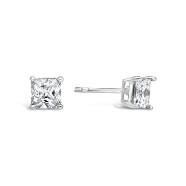 Broadway Jewellers-925 Sterling Silver-Cubic Zirconia Claw Stud Earrings