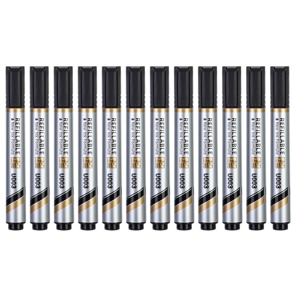 Deli Refillable Whiteboard Marker Bullet Tip Refillable : 2.0mm 12's Black