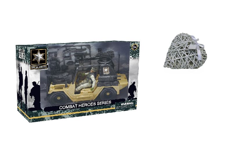 Combat Jeep and Soldier and Heart Ornament
