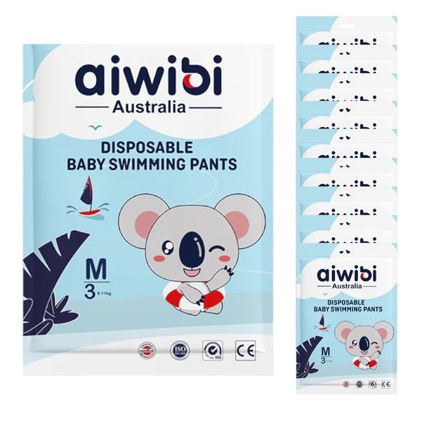 Aiwibi Comfort Fit Disposable Baby Swimming Pants Size 3 M(6-11KG) 10pack