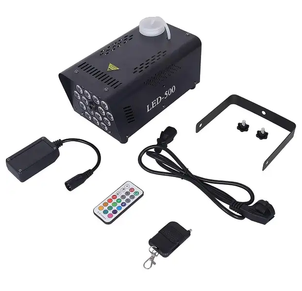 2-in-1 Smoke Fog Machine With 18 LED Stage Lights &amp; 2 Remote Controls-(GC)