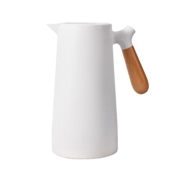 1L Nordic Style Insulated Vacuum Thermal Coffee Pot Jug Flask - White