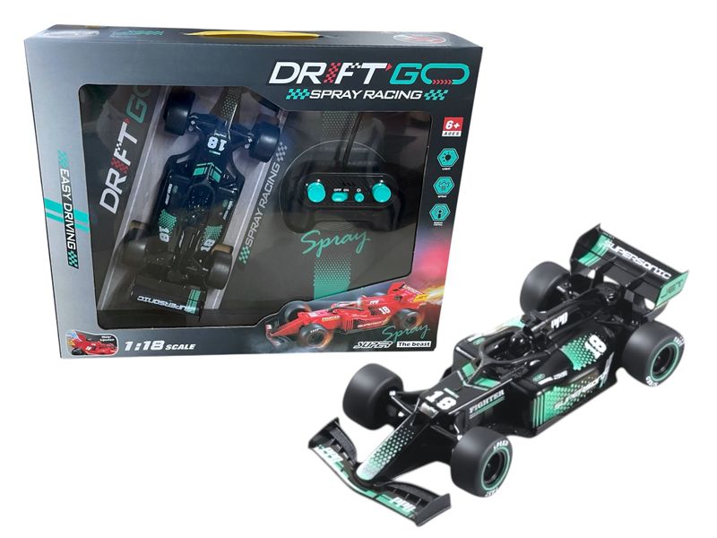 F1 RC Car 1:18 Scale High-Speed RC Drift Racing Car with Spray, Lights -Red