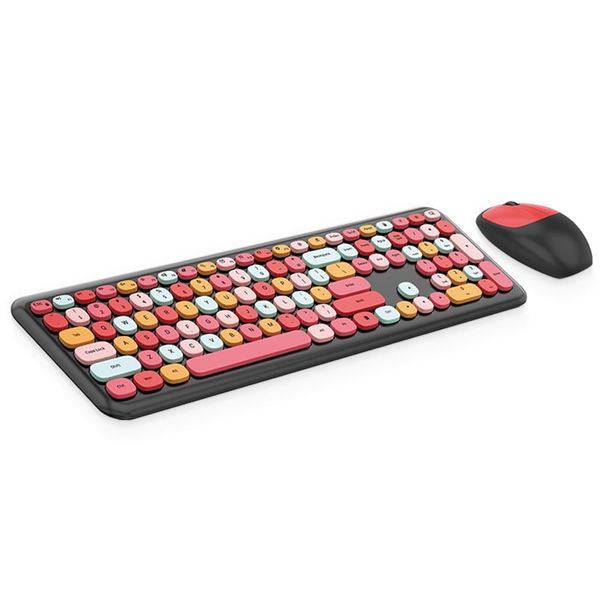 Wireless Keyboard and Mouse Set - For Home and Office - Lipstick Color 2.4G
