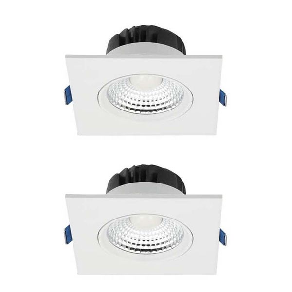 VITO LED Spot Downlight Fixture Recessed Snow Square 5W - 6400K - Set of 2